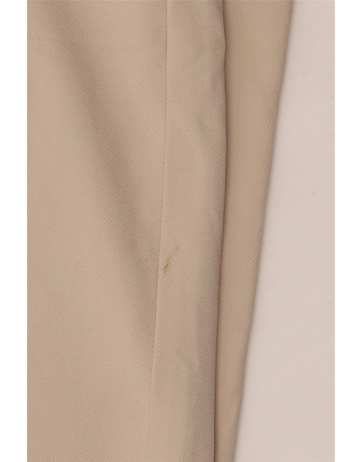 Calça feminina Zara com perna larga cortada média W28 L26 poliéster bege