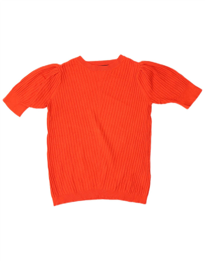 Suéter feminino Marks & Spencer com gola canoa Reino Unido 10 pequeno laranja