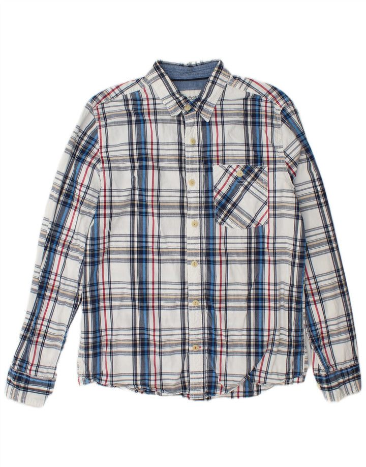 Camisa masculina Fat Face de algodão xadrez branco médio