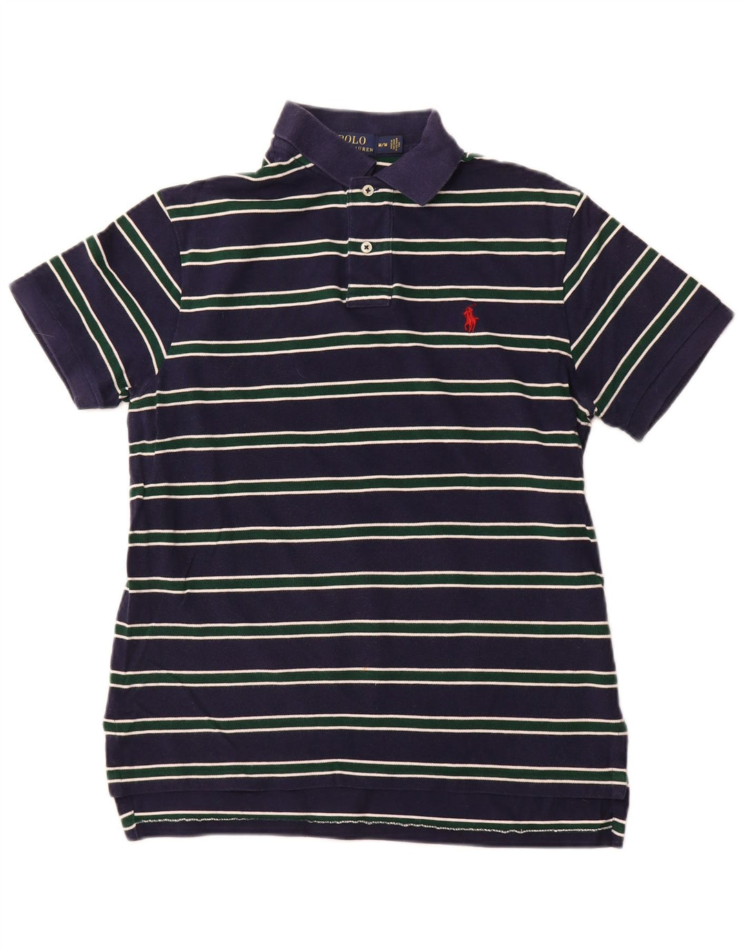 Camisa polo masculina POLO RALPH LAUREN de algodão listrado azul marinho médio