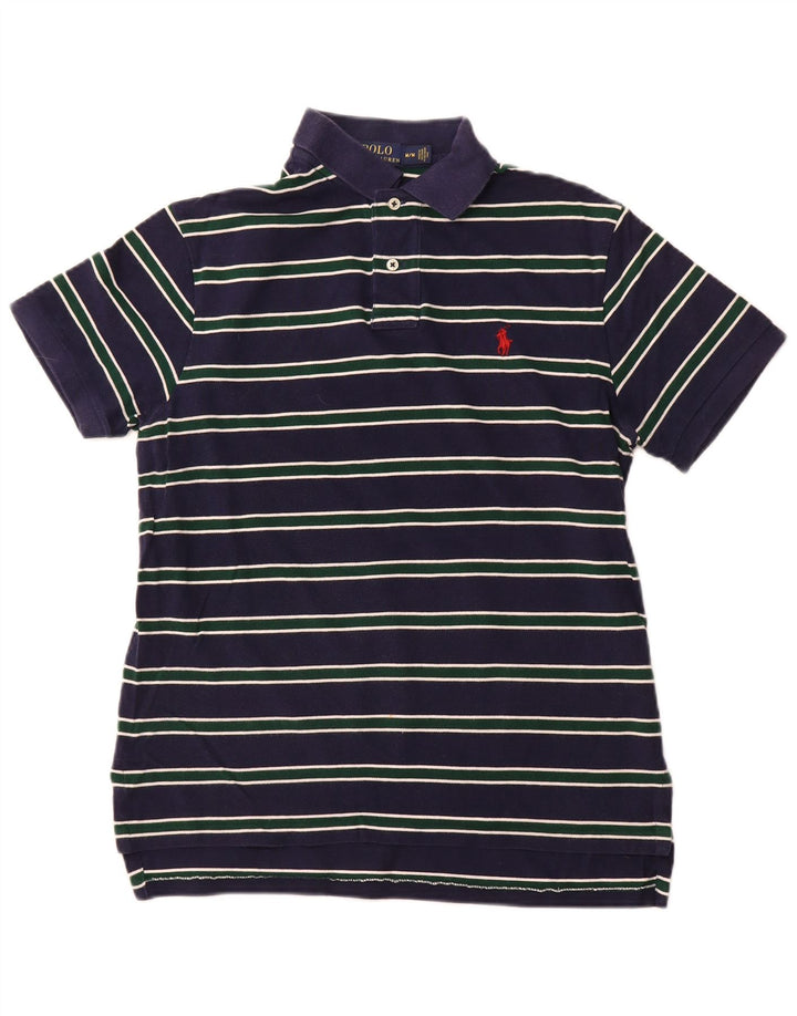 Camisa polo masculina POLO RALPH LAUREN de algodão listrado azul marinho médio