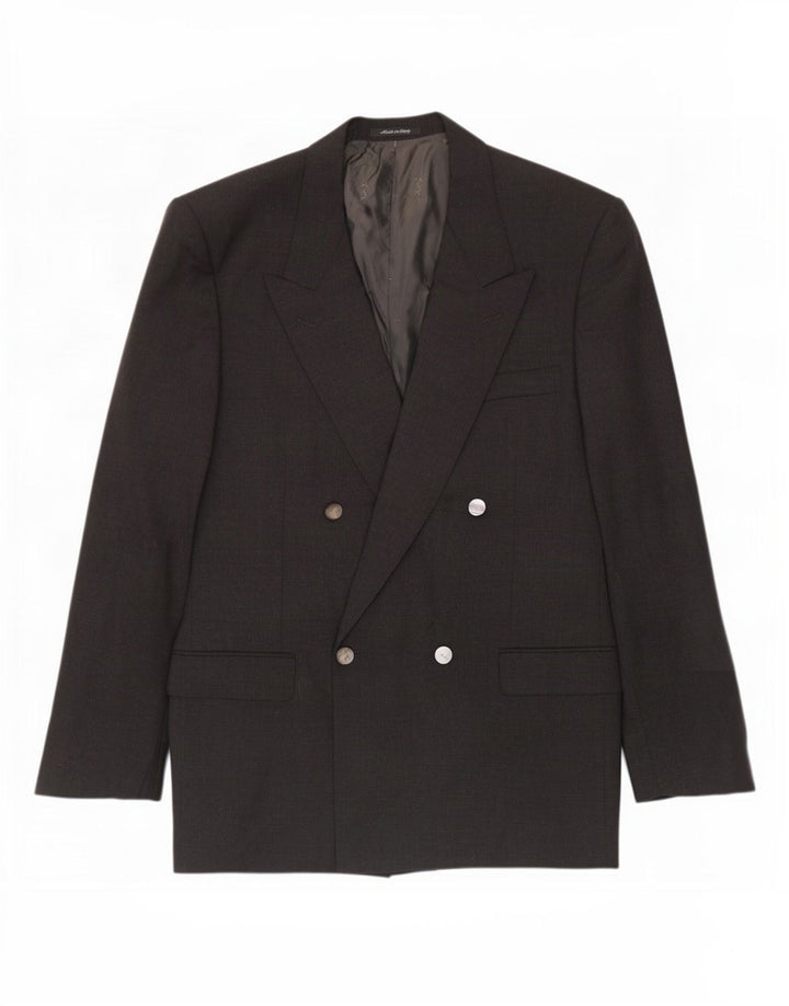 Jaqueta blazer masculina Yves Saint Laurent com peito duplo IT 52 XL lã cinza