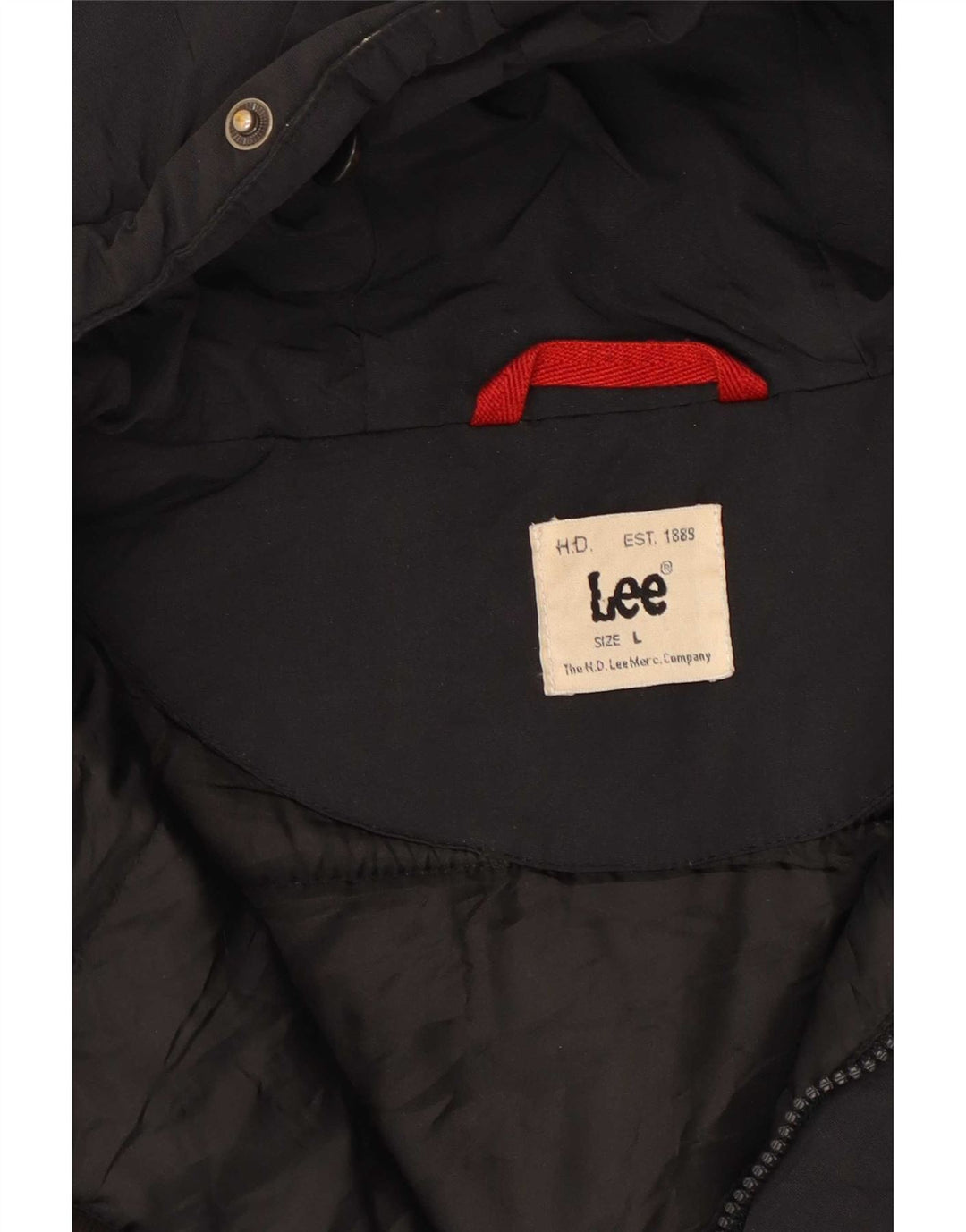 Jaqueta masculina acolchoada com capuz Lee UK 40 grande poliéster preto