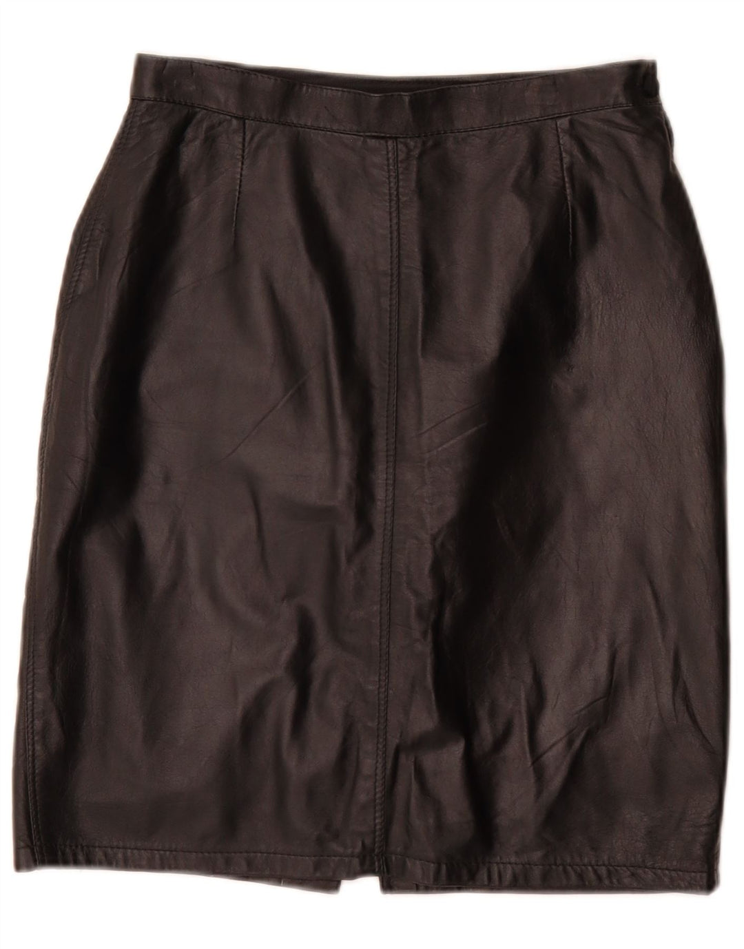 Saia lápis feminina vintage de couro W26 pequena preta