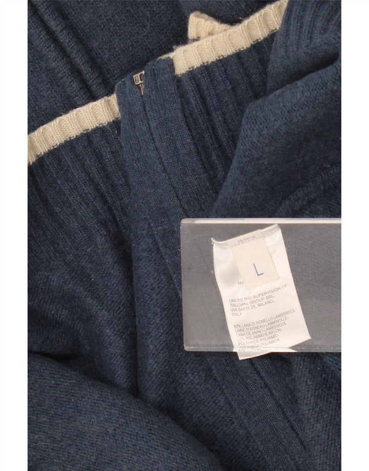 Suéter cardigã feminino Sergio Tacchini Reino Unido 16 grande lã de cordeiro azul marinho