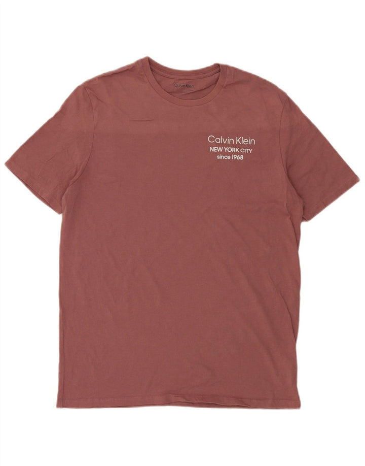Camiseta masculina Calvin Klein de algodão marrom médio