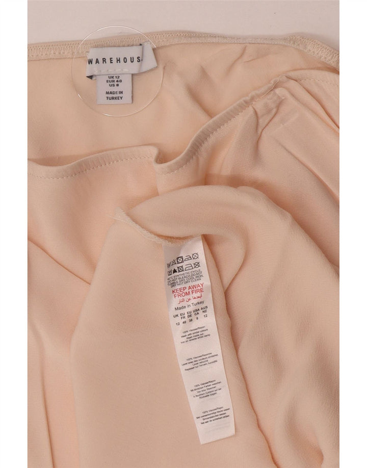Saia maxi feminina Warehouse Reino Unido 12 médio W28 bege viscose