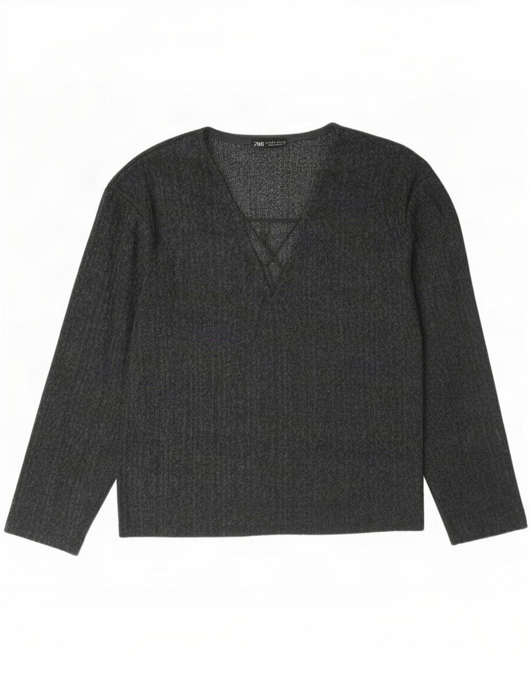 Zara Top feminino oversized manga comprida Reino Unido 10 pequeno cinza