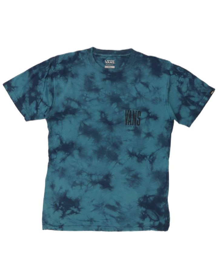 Camiseta masculina VANS Classic Fit gráfica top pequeno azul tie dye algodão