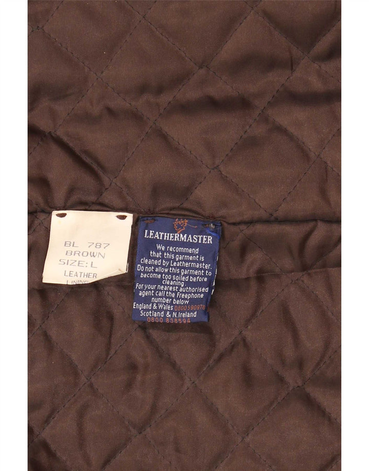 Casaco de couro masculino vintage UK 40 grande marrom