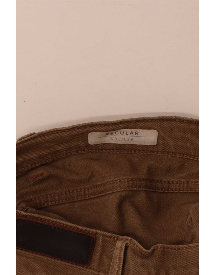 Calça jeans reta regular masculina Marks & Spencer W32 L29 algodão bege