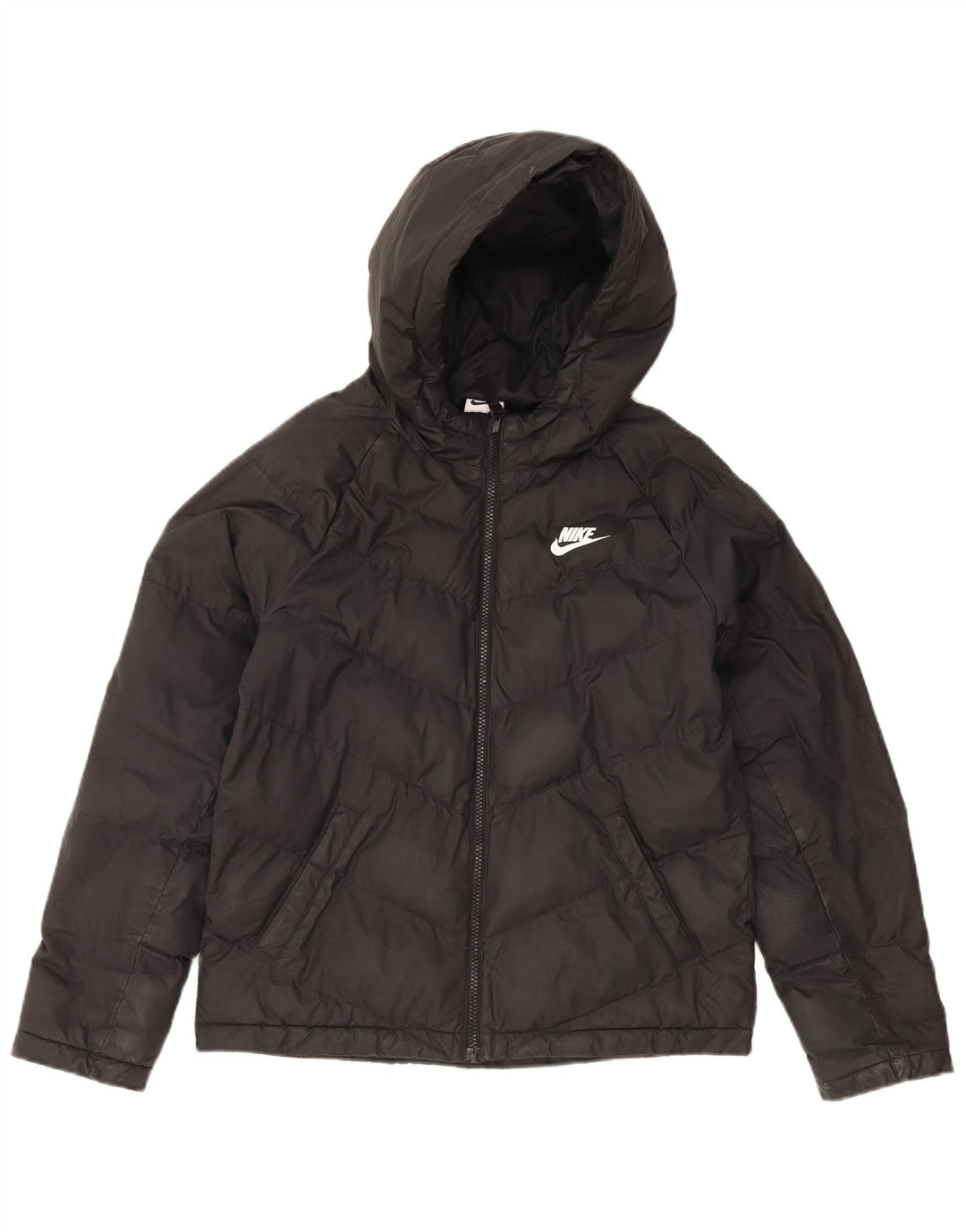 Jaqueta acolchoada com capuz Nike Boys 12-13 anos grande poliéster preto