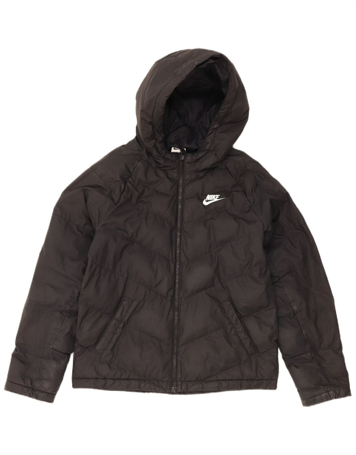 Jaqueta acolchoada com capuz Nike Boys 12-13 anos grande poliéster preto