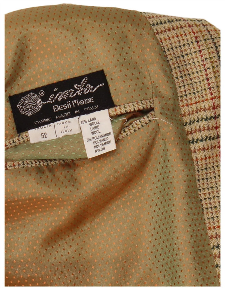 Jaqueta blazer masculina vintage com 2 botões IT 52 XL lã xadrez bege