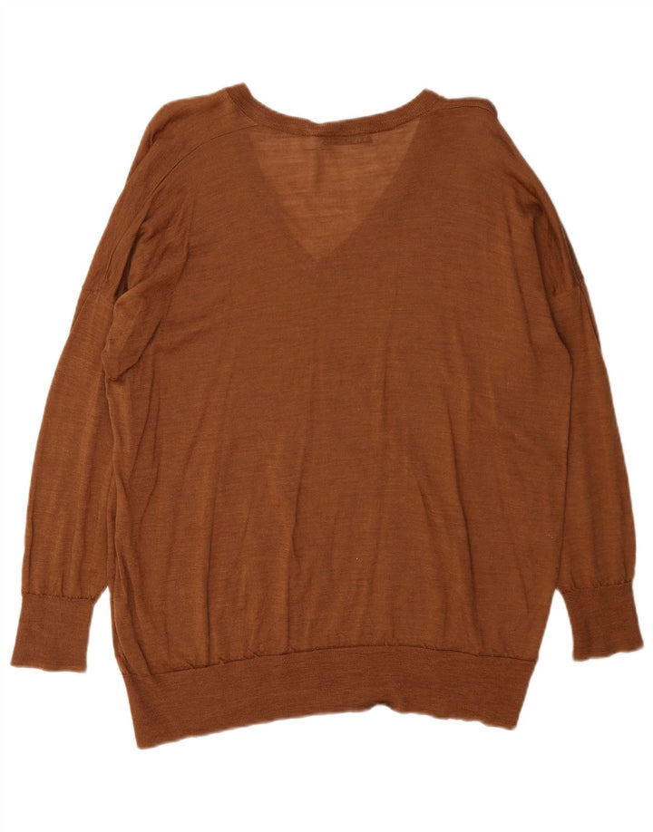 Suéter feminino Zara com decote em V Reino Unido 14 marrom médio