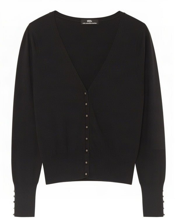 Suéter cardigã feminino Marks & Spencer Reino Unido 10 lã merino cinza pequena