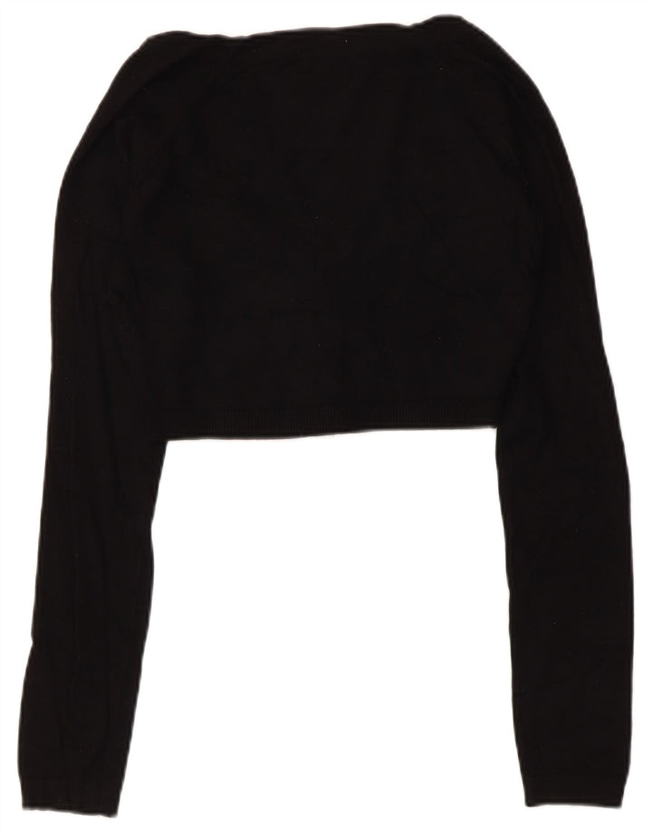Zara Womens Crop Blouse Top UK 8 Small Black Viscose