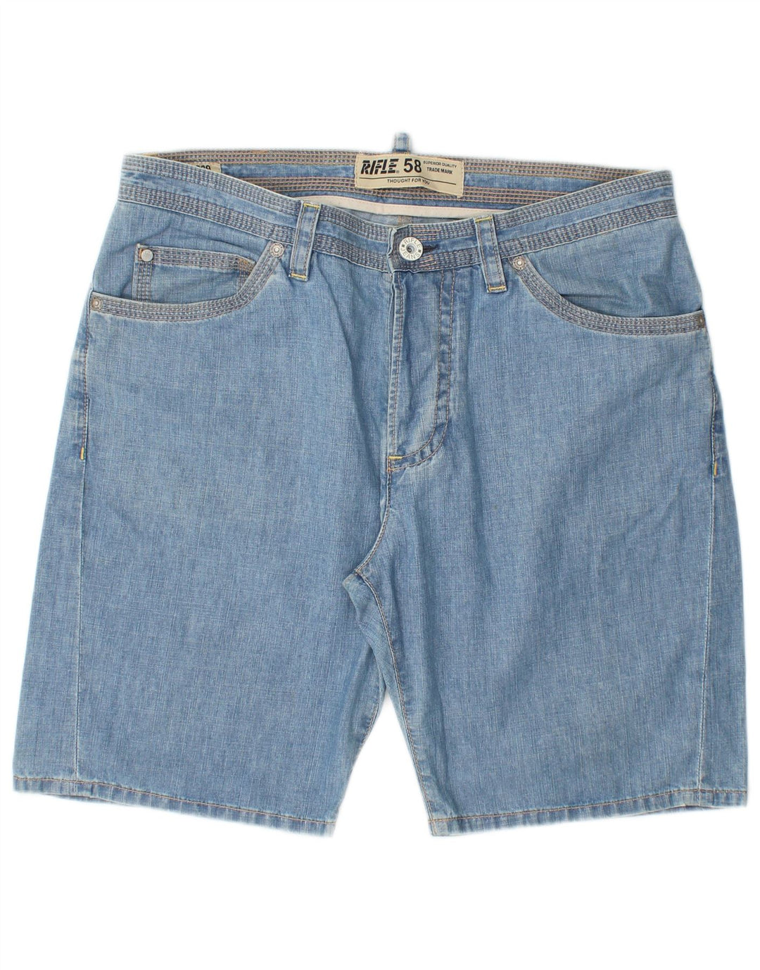 Rifle Mens Baggy Denim Shorts W33 Algodão Azul Médio