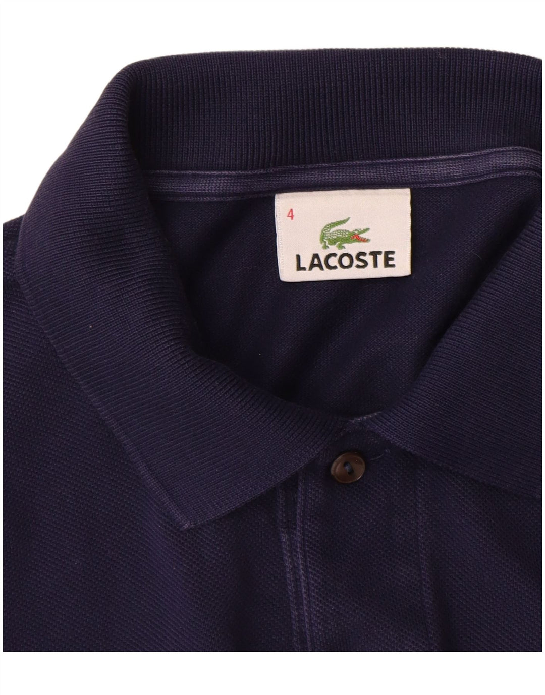 Camisa polo masculina de manga comprida LACOSTE tamanho 4 médio algodão azul marinho