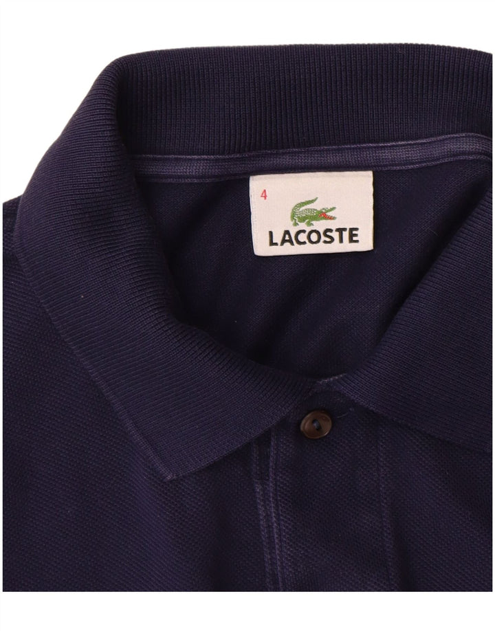 Camisa polo masculina de manga comprida LACOSTE tamanho 4 médio algodão azul marinho
