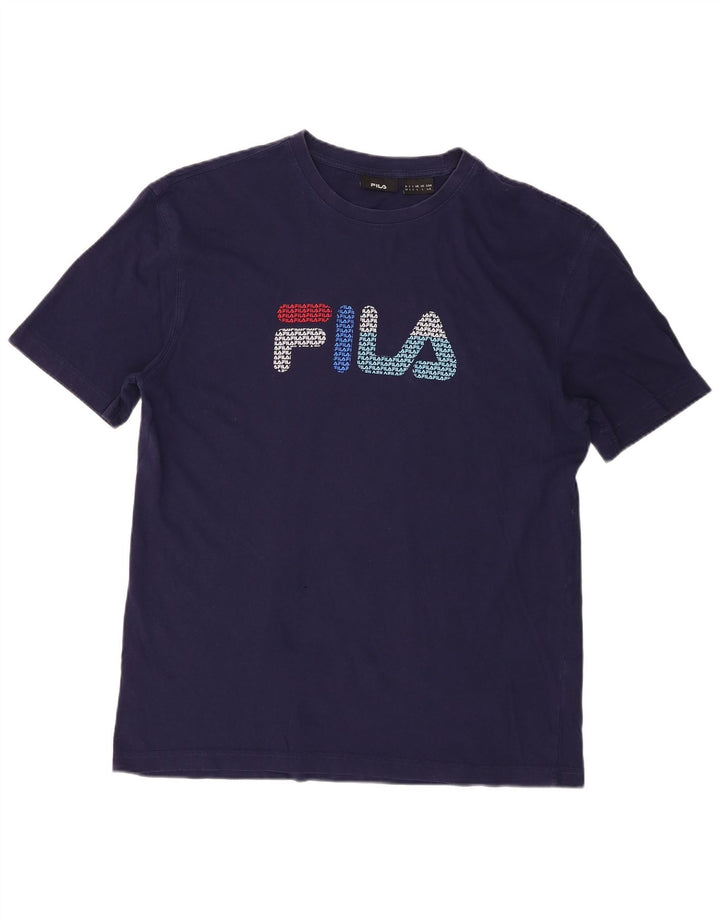 Fila Mens Graphic T-Shirt Top Grande Algodão Azul Marinho