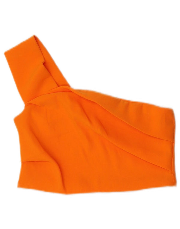 Zara Womens Crop One Ombro Top UK 12 Médio Laranja Poliéster