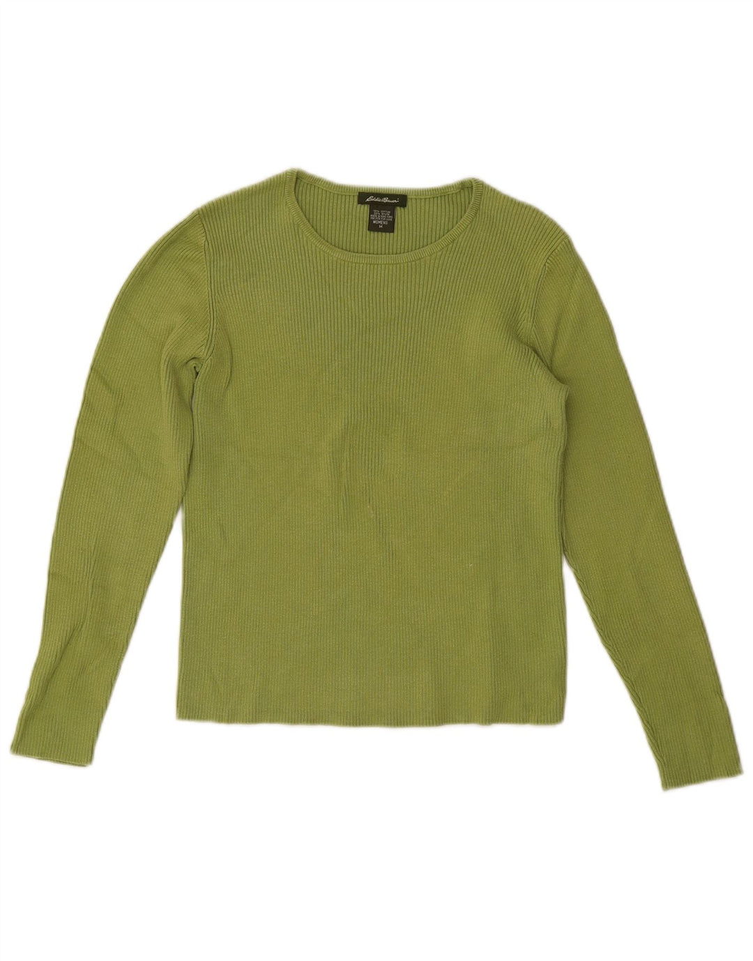 Eddie Bauer Crop Top feminino manga comprida Reino Unido 12 algodão verde médio
