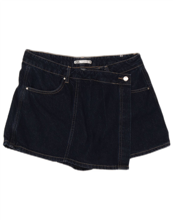 Zara Shorts jeans feminino médio W28 algodão azul marinho