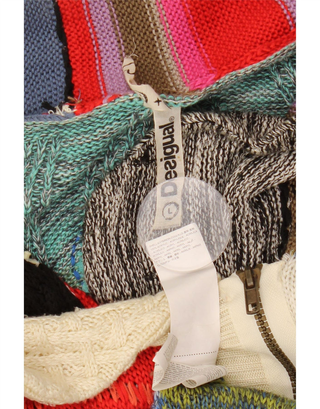 Suéter cardigã feminino DESIGUAL Reino Unido 16 grandes retalhos multicoloridos