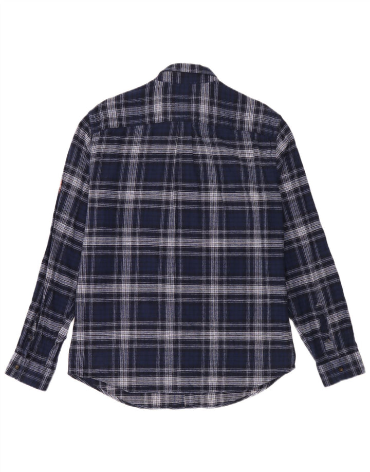 Camisa masculina de flanela Marks & Spencer Regular Fit média xadrez azul marinho