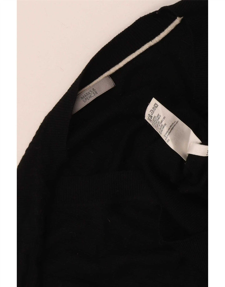 Suéter feminino Marks & Spencer com decote em V e gola V Reino Unido 12 médio preto