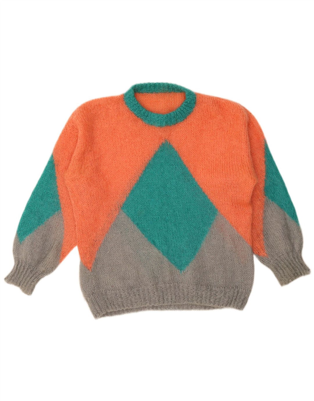 Suéter feminino vintage com gola redonda XL multicolorido geométrico