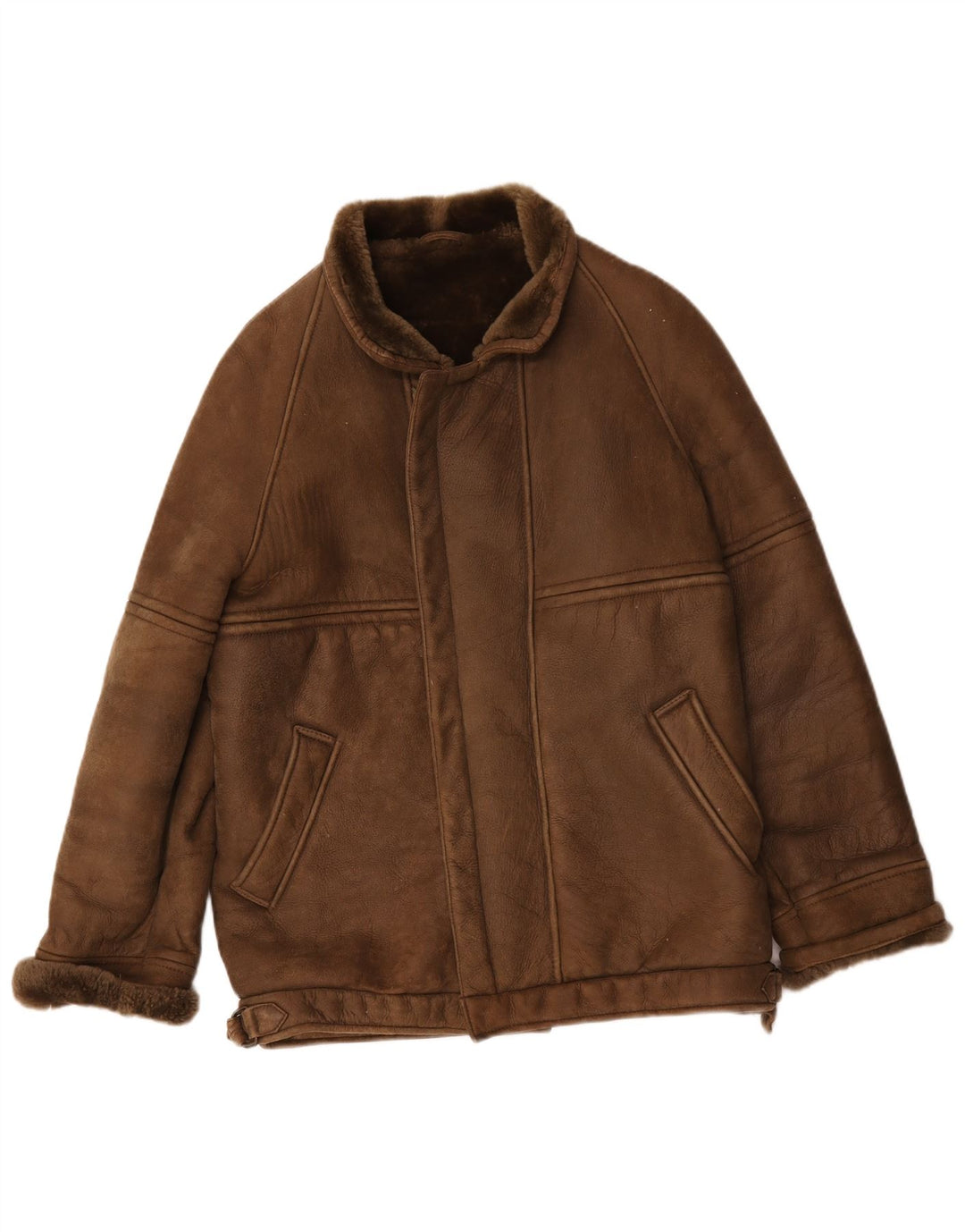 Jaqueta masculina vintage de shearling IT 50 grande marrom
