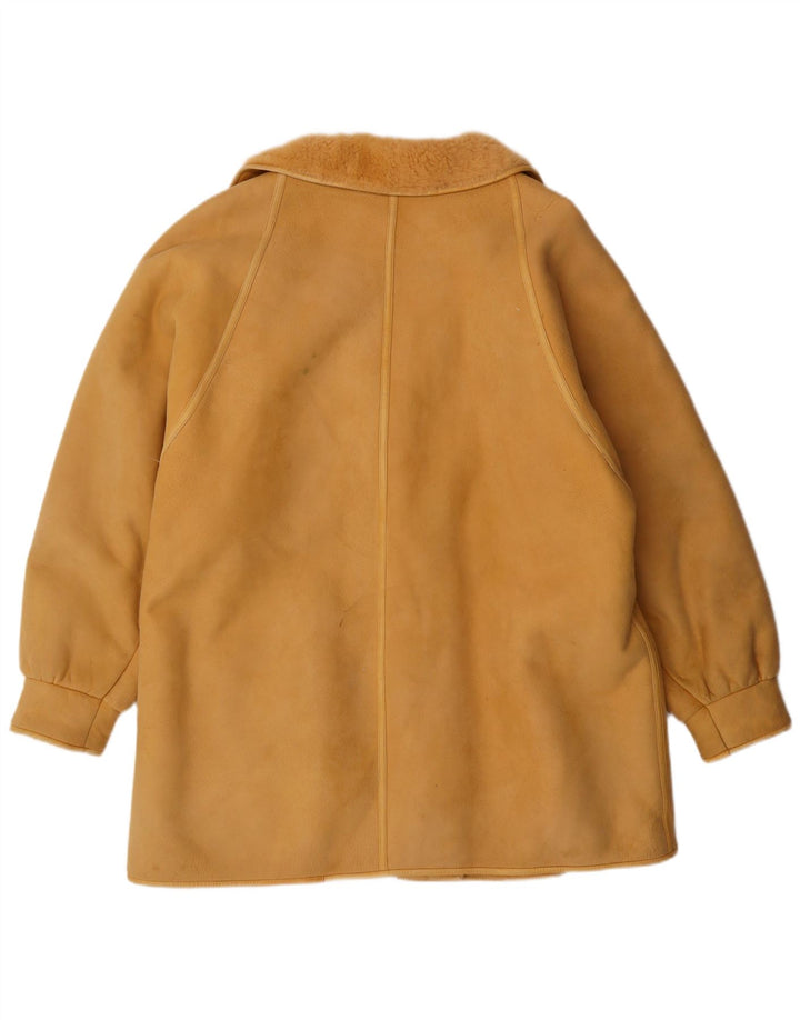 Casaco feminino vintage de shearling IT 46 grande shearling bege