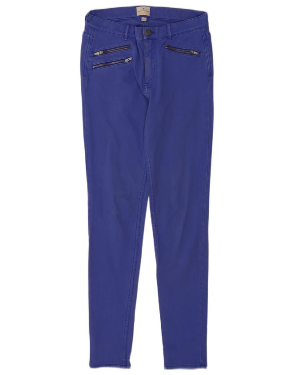 Calça feminina skinny casual French Connection UK 10 pequena W26 L29 azul