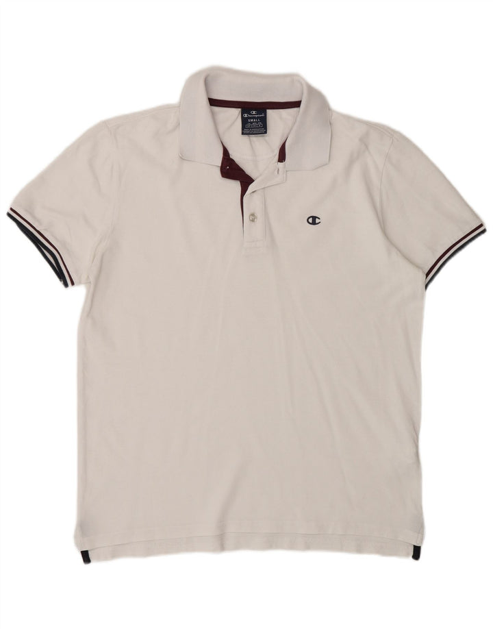 Camisa polo masculina de manga curta Champion pequena de algodão branco