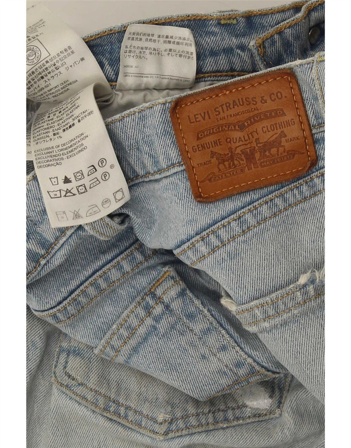 Jeans feminino Levi's Ribcage Distressed Straight W27 L29 Azul Algodão