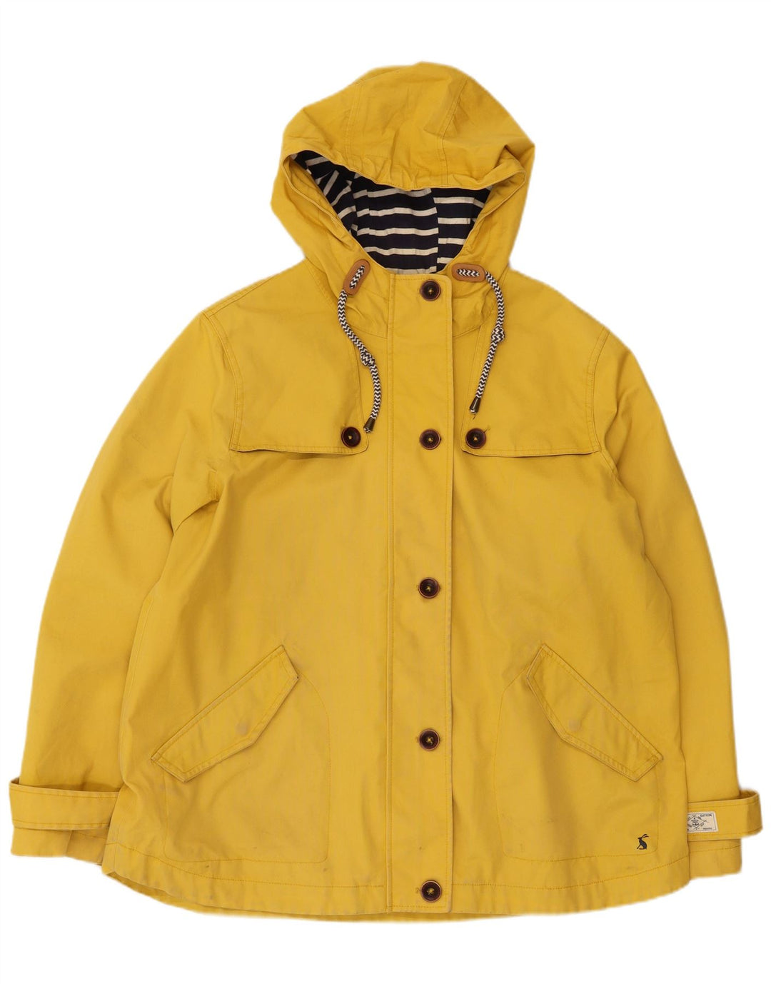 Jaqueta corta-vento feminina JOULES com capuz UK 18 XL algodão amarelo