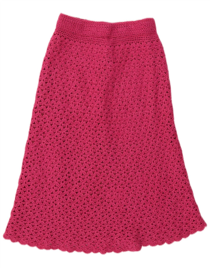 Saia feminina vintage em malha A-Line W28 rosa médio