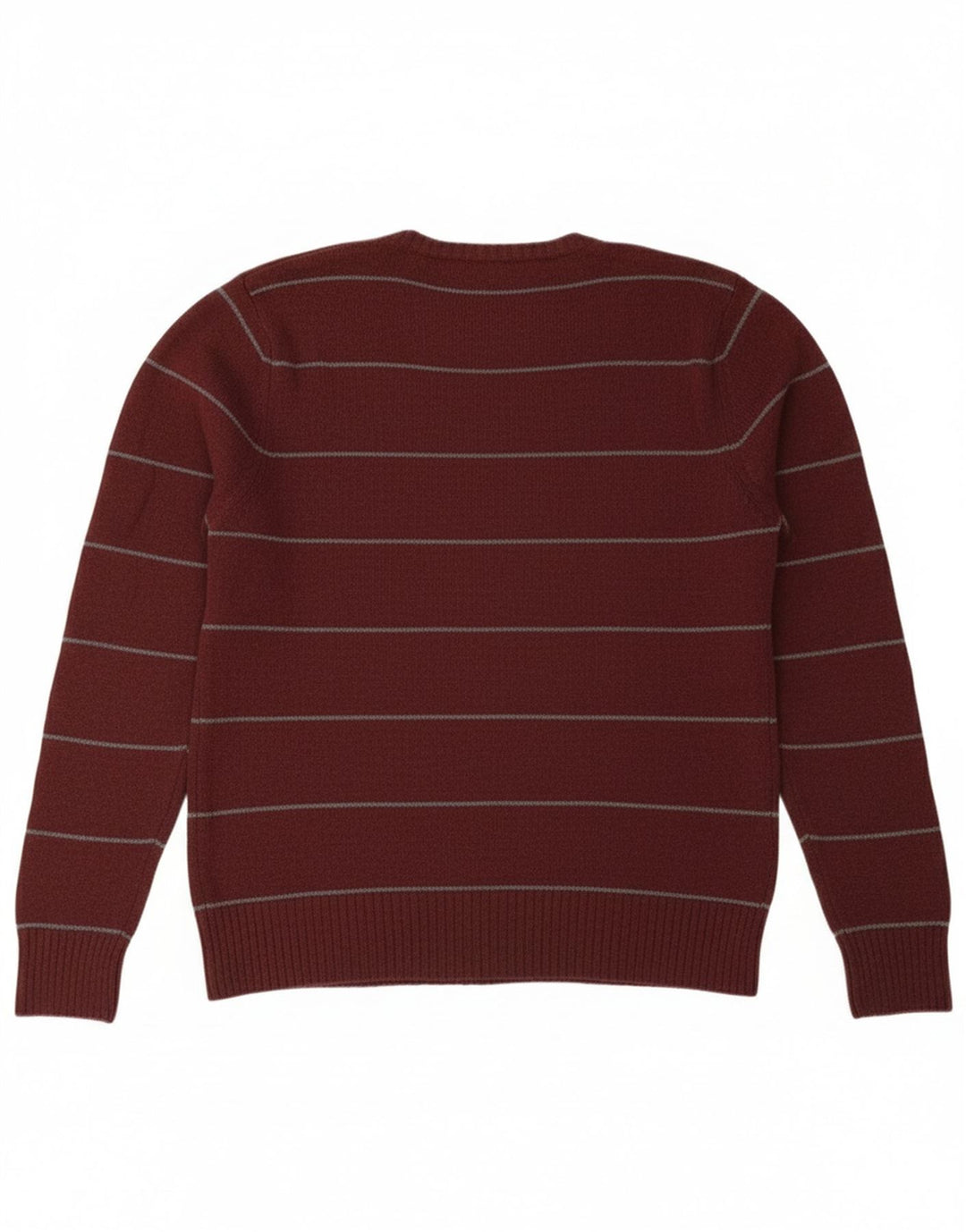 Suéter masculino ZARA com decote em V grande lã listrada cor de vinho