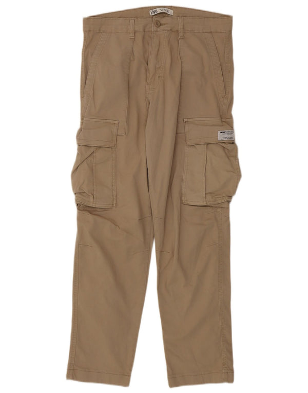 Calça cargo reta masculina Zara EU 40 médio W31 L29 algodão bege
