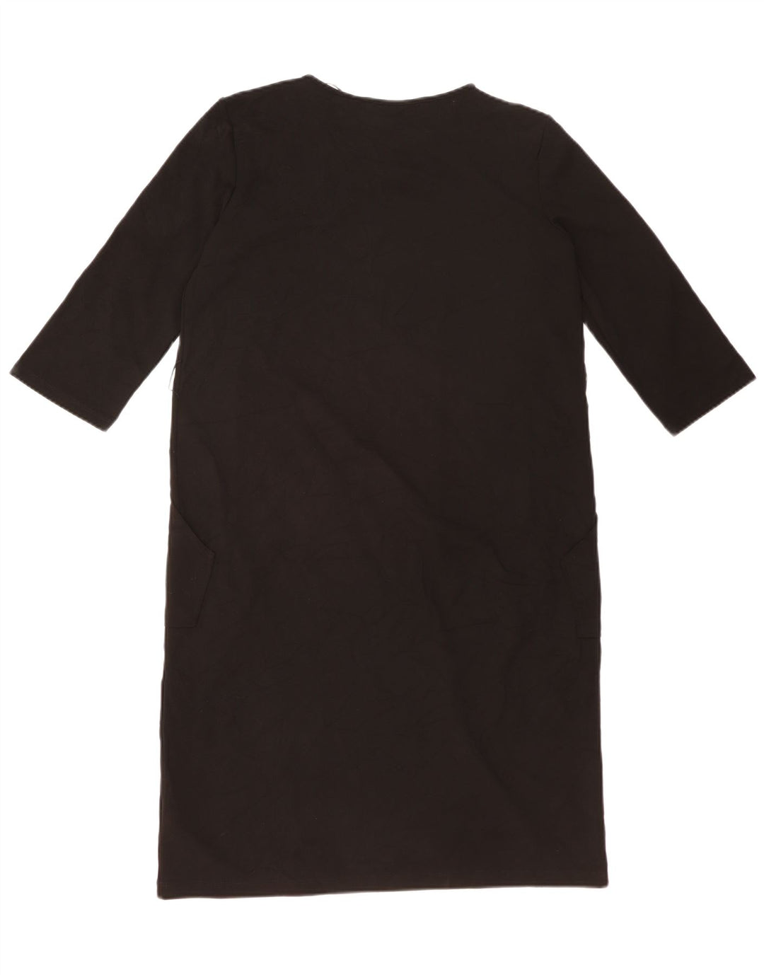 ZARA Vestido feminino manga 3/4, Reino Unido 14, grande, preto, poliéster