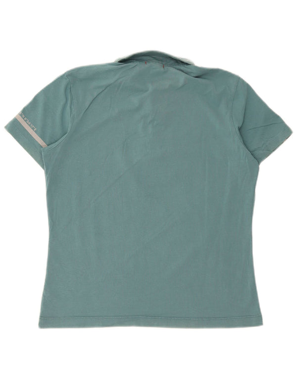 Camisa polo feminina Slam UK 14 grande algodão azul