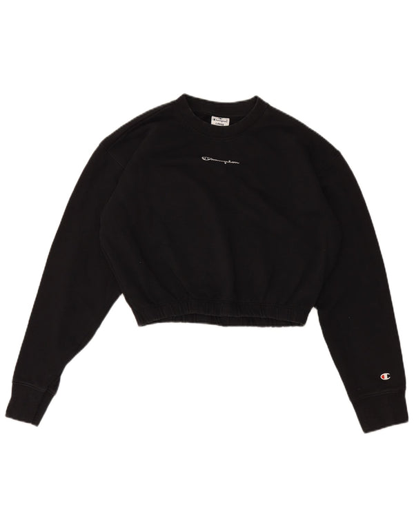 Champion feminino gráfico crop moletom jumper UK 16 grande preto