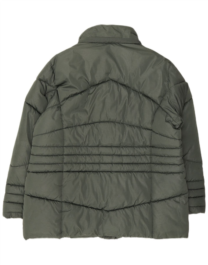 Jaqueta acolchoada feminina vintage IT 55 3XL poliéster verde