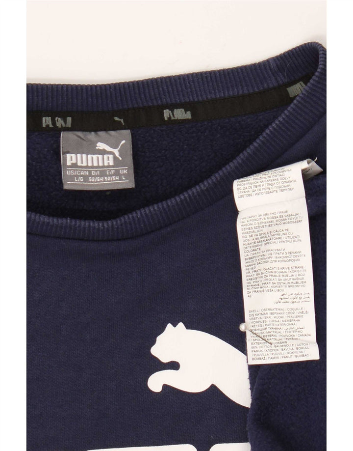 Puma moletom masculino gráfico jumper grande algodão azul marinho