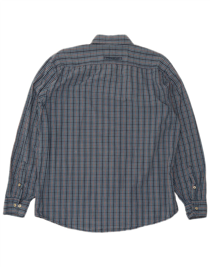 Camisa masculina Camel Active grande algodão guingão azul marinho