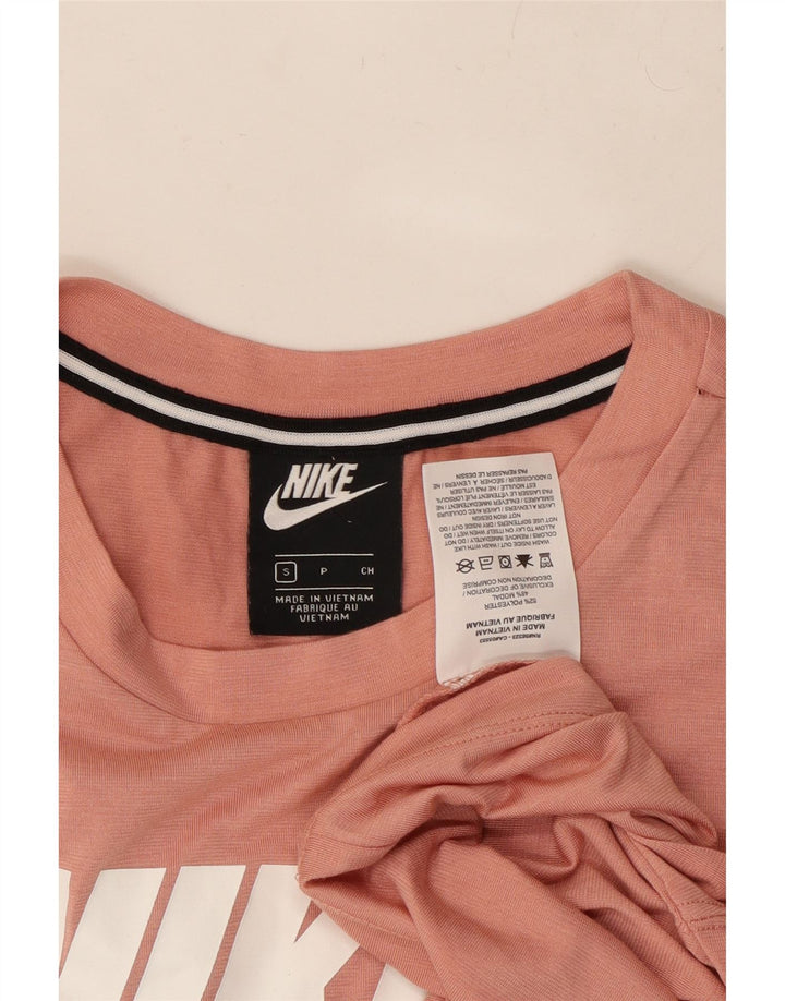 Camiseta feminina NIKE Crop Graphic UK 10 pequena rosa poliéster
