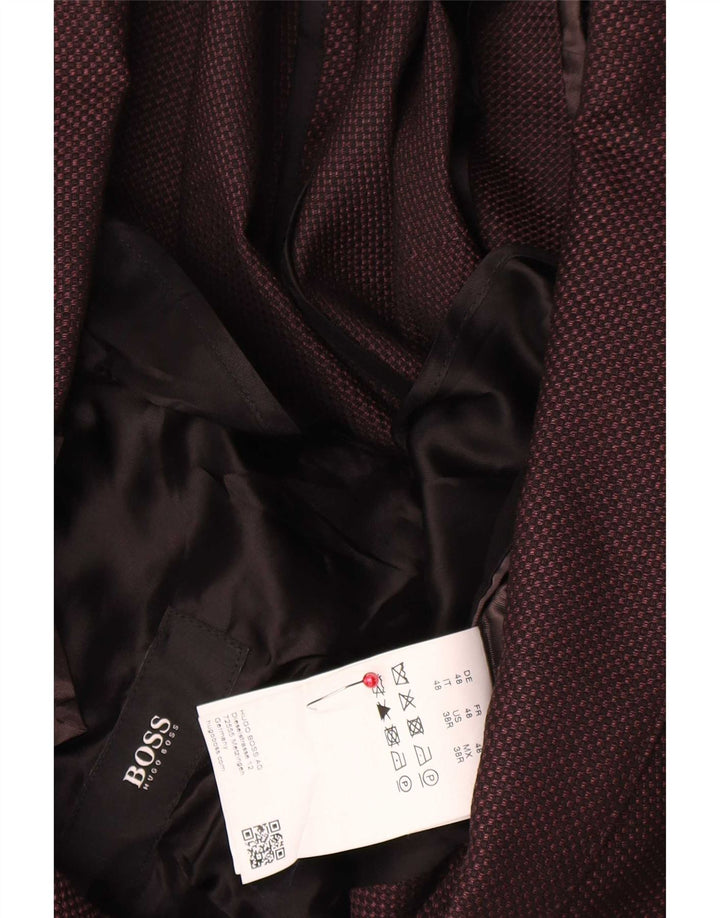Jaqueta Blazer Masculina Hugo Boss com 2 Botões EU 48 Lã Borgonha Média