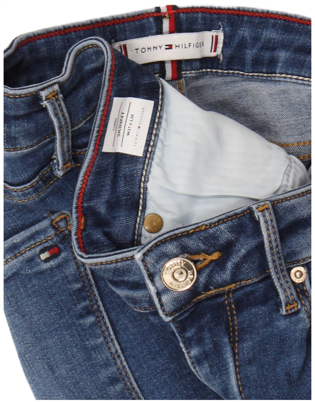 TOMMY HILFIGER Feminino Como Skinny Jeans W27 L30 Azul Algodão